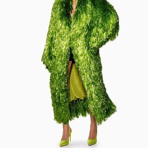 Shimmering Green Fringe Coat